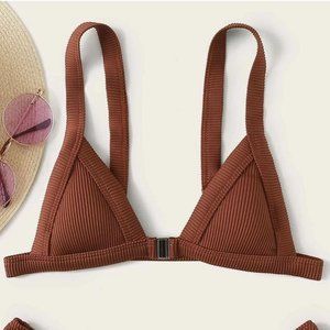 Rib Triangle High Cut Bikini Swimsuit